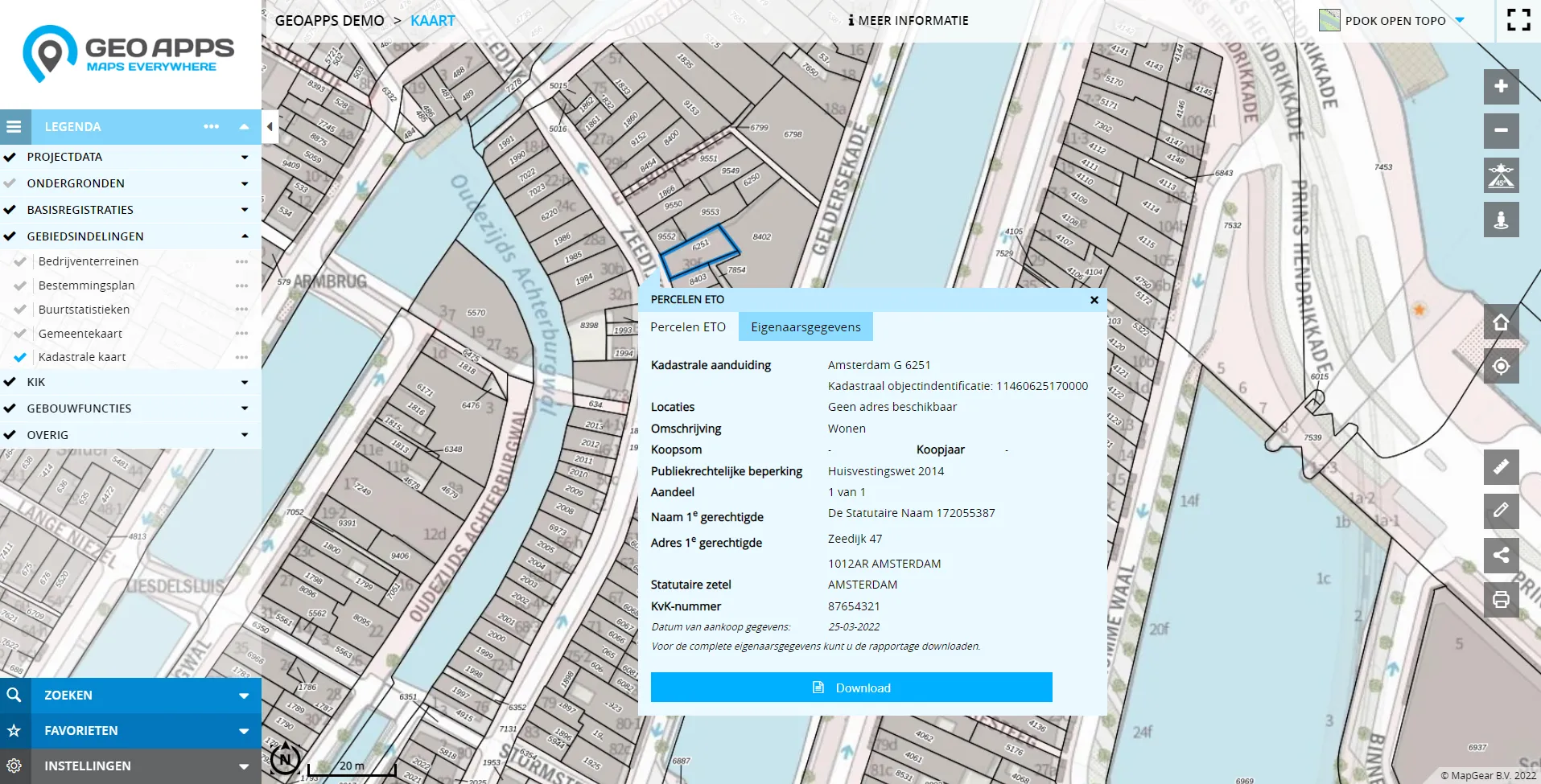 Kadaster (KIK) Inzage screenshot